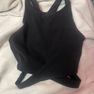 Black Cross-Back Crop Top